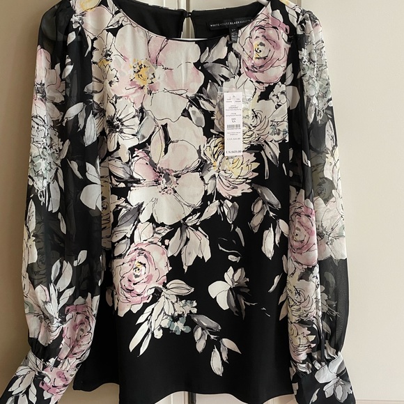 White House Black Market Tops - WHBM black floral blouse